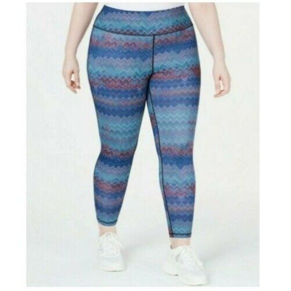 Ideology Pants - Ideology Women Multi Chevron Leggings Plus Fitness Yoga Running Athletic Navy 3X